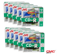 100 CD impermeabili stampabili a getto d'inchiostro lucidi JVC CD-R 52x 700 MB 80 minuti in custodia sottile