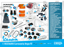 KIT RESTAURO COMPATIBILE VESPA PX 125 E PRIMA SERIE PARASPRUZZI FANALI COPRIMOL