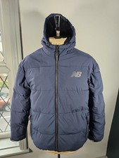 New Balance Puffer Jacket Uomo Grande Blu Isolato Sportivo Caldo Foderato in Pile 