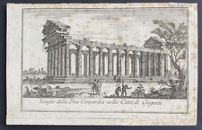 stampa antica Thomas Salmon 1751 veduta agrigento tempio concordia sicilia
