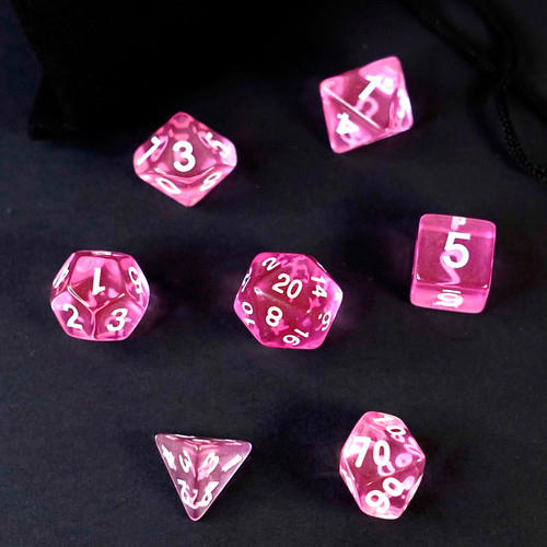 Set dadi rosa traslucidi - set, 7