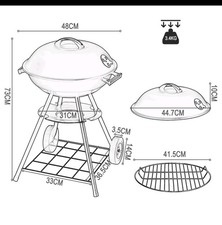 Barbecue tondo BBQ grill rotondo carbone carbonella coperchio termometro