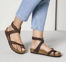 Sandali Birkenstock Yara Habana in pelle marrone con cinturino da donna taglia euro 36 6/6,5