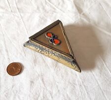 Scatolina cofanetto portagioie porta pillole antico triangolare in metallo