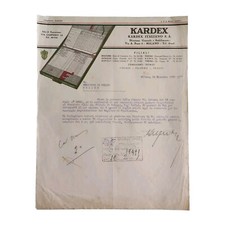 1933 Kardex Italiano S.A. Milano Lettera x Municipio Pesaro C02075