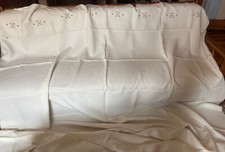 completo matrimoniale ricamato a mano vintage, lenzuolo con 2 federe cuscini 