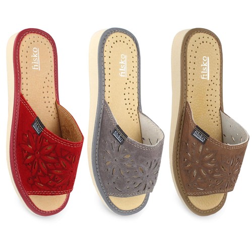 Pantofole donna pelle rosse