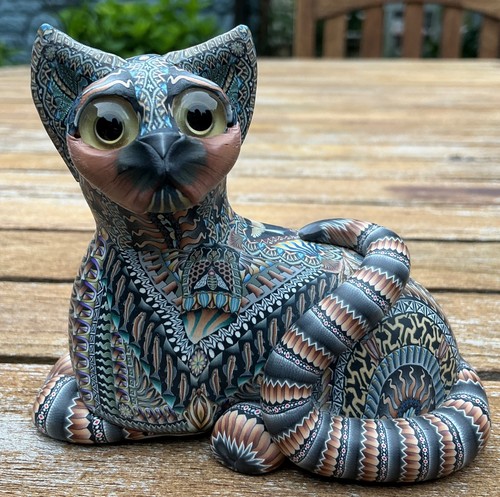 Statuina gatto argilla