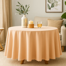 Tovaglia rotonda Winthrop Peach - 173 cm - bordo smerlato - stock UK - poliestere