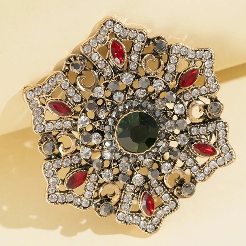 Spilla corsetto fiori - , strass
