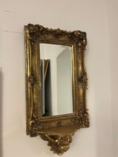 Splendido specchio da parete barocco con consolle e testa d'angelo stile antico 64 x 32 cm 