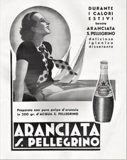 PUBBLICITA' 1935 ARANCIATA S.PELLEGRINO MARE TERME BAR BOTTIGLIA DECO' DONNA