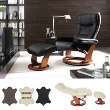 MCA Poltrona Relax Hamilton, Poltrona TV Sgabello, Vera Pelle 130kg Resistente 64026