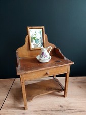 Ancien meuble de toilette coiffeuse broc faience ancienne Jumeau Steiner 1900