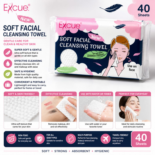 40pcs asciugamani pulizia viso - 40pcs,