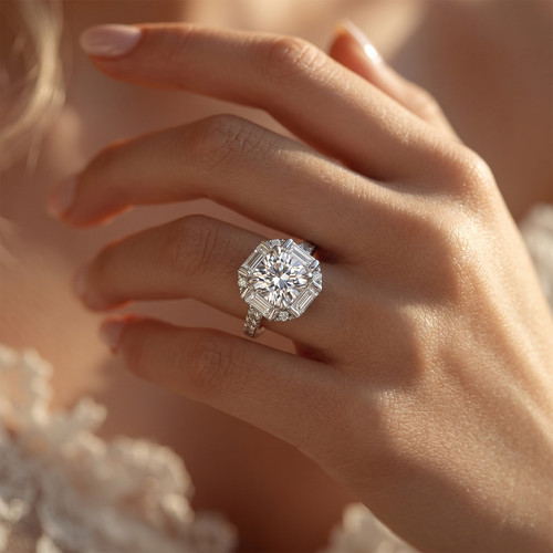 Anello con diamanti cushion - con,
