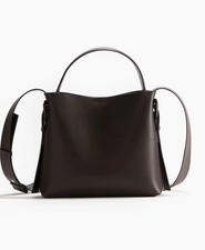 Borsa a tracolla H&M cioccolato marrone scuro tracolla secchiello nuova con etichette blogger virale