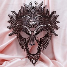 Maschera Veneziana Originale, Metallo e Pietre Preziose Swarovski Made in Italy
