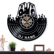 Orologio da parete in vinile con nome DJ - decorazione retrò - accento unico per la casa - regalo perfetto