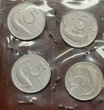 4 monete da 5 lire del 1954