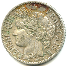 2 francs argent Cérès 1887 A