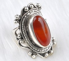 MAGNIFICO Anello '30 GRANDE CORNIOLA cm.3,5 ARGENTO BRUNITO 925,ANTICO,PREGIATO!