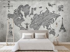Carta da parati 3D World Map