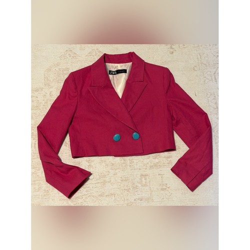 Blazer zara rosa caldo cropped - caldo,