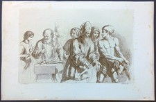 Bartolozzi Guercino Sacrificio agnello stampa antica 1818 acquaforte bibbia