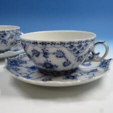 Royal Copenhagen Pizzo Pieno Scanalato Blu - 1130 - Coppia di Tazze e Piattini Piatti