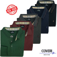 Polo Uomo Caldo Cotone Jersey Manica Lunga Taglie Forti COVERI 3XL 4XL 5XL 6XL