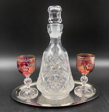 Set servizio liquore bevande alcoliche 2 Calice Bottiglia cristallo vassoio