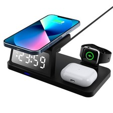 Sveglia 4in1 con Stazione di Ricarica Wireless Veloce Dock per Apple Watch iPhone
