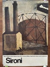 POSTER MANIFESTO MARIO SIRONI MOSTRA MILANO PALAZZO REALE 1973 CULTURA Futurismo