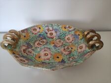 Centrotavola ceramica maiolica Deruta con oro Fabbrica Grande. 44X30 cm. 