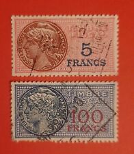 Francobolli Francia Timbre Fiscal Revenue Tax Postage Due 5F e 100F 1958