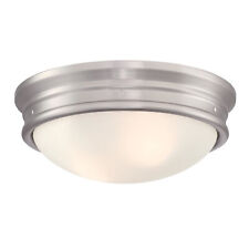 Plafoniera Nichel Lampada Soggiorno Sophia Vetro Opale E27 Terra Coperta 33 CM