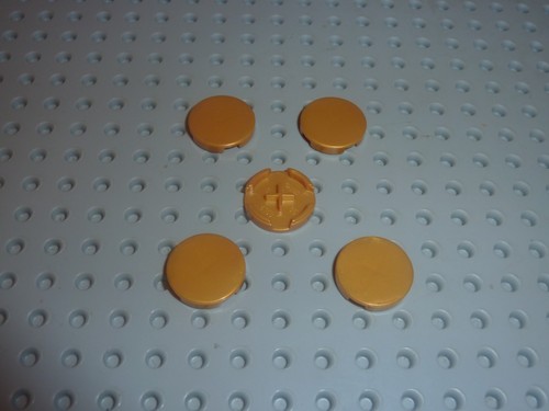 Lego pearl gold tile round - tile,