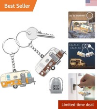Set Portachiavi Camper Retrò - Portachiavi Camper Portatile - Accessori Campeggio Confezione da 2