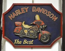 N9452s INTROVABILE QUADRO INSEGNA MOTO HARLEY DAVIDSON ELECTRA GLIDE IN LEGNO