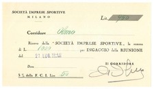 1940 CICLISMO MILANO - Ricevuta Giuseppe OLMO per corsa *AUTOGRAFO