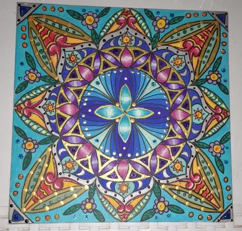 Mandala tela senza cornice - su,