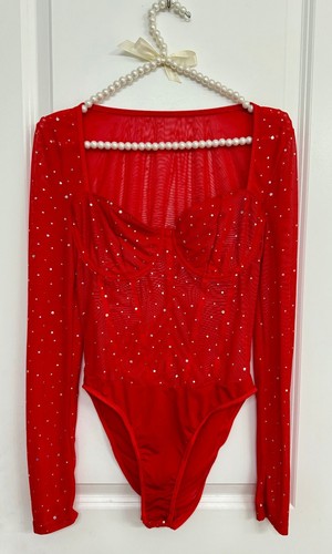 Body rosso rete - body, trasparente