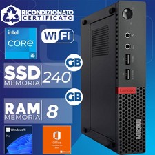Lenovo Mini PC Computer Desktop i5 8GB 240GB SSD Wifi Office W11 Ricondizionato