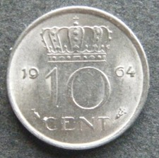 Olanda, 10 centesimi 1964, (2)