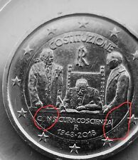 2 euro commemorativi Costituzione Italiana con errori di conio