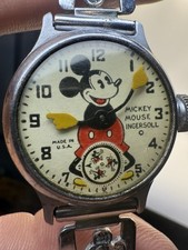 Orologio Topolino Ingersoll 1935 anni 1933/30 NON FUNZIONANTE bracciale OG - pulito!