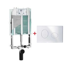 Pucci ECO Cassetta Scarico Incasso WC Sospeso e Placca Eco Ellisse Bianco