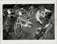 1990 Press Photo Brian LaFlamme with Bike at Chicopee Police Auction - sra07853