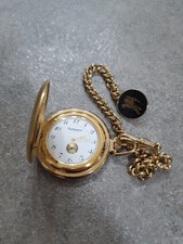 Orologio Da Taschino Quarzo Burberry's Placcato Oro Con Catenella E Bottone Logo